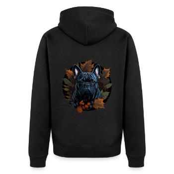 Bouledogue français en automne automne - Veste à capuche bio Premium Unisexe - noir - Dos - Nico (187cm)