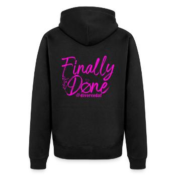 Happy Divorce Party Finally Done - Unisex Premium Bio Zip Hoodie - Schwarz - Hinten - Nico (187cm)