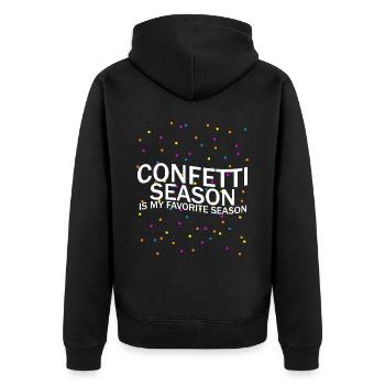 Konfetti Karneval Spruch Fasching - Unisex Premium Bio Zip Hoodie - Schwarz - Hinten - Nico (187cm)