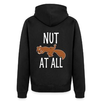 Eichhörnchen mit Nuss - Unisex Premium Bio Zip Hoodie - Schwarz - Hinten - Nico (187cm)
