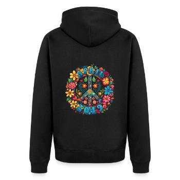 Flower Power Hippie Birthday - Avril 2019 - Veste à capuche bio Premium Unisexe - noir - Dos - Nico (187cm)