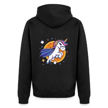 Licorne Super-héros Licornes Licorne Bébé Licorne - Veste à capuche bio Premium Unisexe - noir - Dos - Nico (187cm)