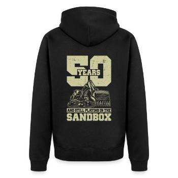 50 Geburtstag Baggerfahrer - Unisex Premium Bio Zip Hoodie - Schwarz - Hinten - Nico (187cm)