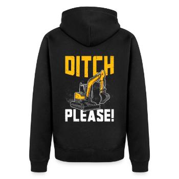 Funny Excavator Driver Heavy Equipment HEO - Unisex Premium Organic Zip Hoodie - black - Back - Nico (187cm)