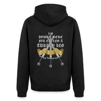Ich Bin Hier, Weil Ich Ein Truthahnbein -Turnier - Unisex Premium Bio Zip Hoodie - Schwarz - Hinten - Nico (187cm)