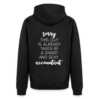 Buchhalter Steuerberater Lustig - Unisex Premium Bio Zip Hoodie - Schwarz - Hinten - Nico (187cm)