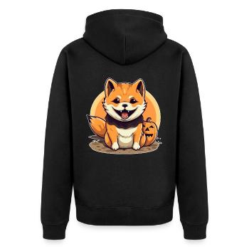 Halloween Design Shiba Inu Design - Unisex Premium Organic Zip Hoodie - black - Back - Nico (187cm)