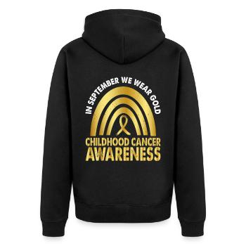 En septembre, nous portons Gold Childhood Cancer - Veste à capuche bio Premium Unisexe - noir - Dos - Nico (187cm)