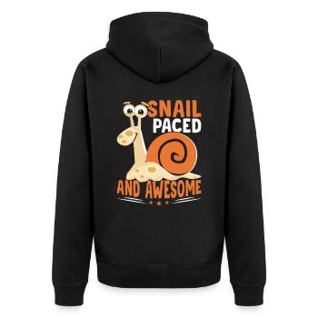 Snail lovers running at a snail's pace sluggish - Unisex Premium Organic Zip Hoodie - black - Back - Nico (187cm)