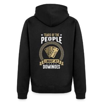 Dominos Larmes Des gens que j’ai battus au jeu de société - Veste à capuche bio Premium Unisexe - noir - Dos - Nico (187cm)