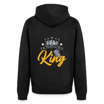 Dominoes Domino King Loves Game Tile Family Game - Unisex Premium Organic Zip Hoodie - black - Back - Nico (187cm)