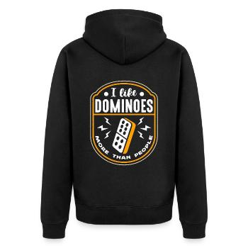Dominos J’aime les dominos plus que les gens qui jouent - Veste à capuche bio Premium Unisexe - noir - Dos - Nico (187cm)