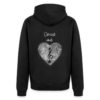 Oboist mit Herz Oboe Musik Musiker Notenschlüssel - Unisex Premium Bio Zip Hoodie - Schwarz - Hinten - Nico (187cm)