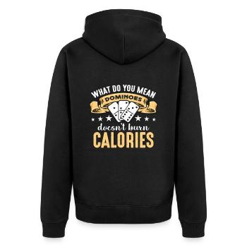 Dominos Que voulez-vous dire Dominoes Jeu familial - Veste à capuche bio Premium Unisexe - noir - Dos - Nico (187cm)