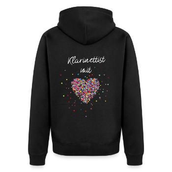 Klarinettist mit Herz Klarinette Musiklehrer Musik - Unisex Premium Bio Zip Hoodie - Schwarz - Hinten - Nico (187cm)
