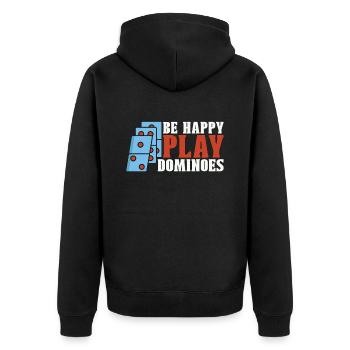 Dominoes Be Happy Play Dominoes Loves Board Game - Unisex Premium Bio Zip Hoodie - Schwarz - Hinten - Nico (187cm)