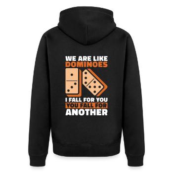 Dominoes We Are Like Dominoes Board Game Lover - Unisex Premium Bio Zip Hoodie - Schwarz - Hinten - Nico (187cm)
