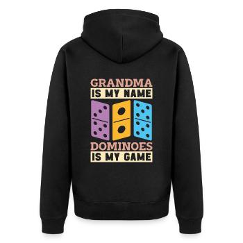Dominoes Grandma Is My Name Dominoes Is Gambling - Unisex Premium Bio Zip Hoodie - Schwarz - Hinten - Nico (187cm)