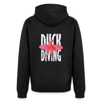 Duck Diving Surfing - Unisex Premium Organic Zip Hoodie - black - Back - Nico (187cm)