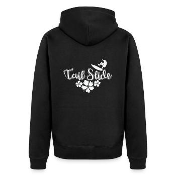 Tail Slide Surfing - Unisex Premium Bio Zip Hoodie - Schwarz - Hinten - Nico (187cm)