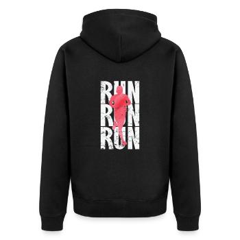 Run, run, run, jog - Unisex Premium Organic Zip Hoodie - black - Back - Nico (187cm)