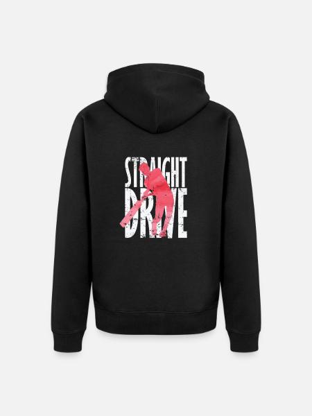 Straight Drive Cricket - Unisex Premium Organic Zip Hoodie - black