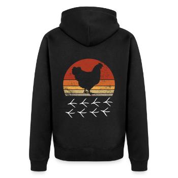 Poule Vintage Sunset Agriculteur - Veste à capuche bio Premium Unisexe - noir - Dos - Nico (187cm)