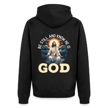 Méditation chrétienne Jésus Yoga Zen Christianisme - Veste à capuche bio Premium Unisexe - noir - Dos - Nico (187cm)