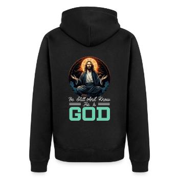 Méditation chrétienne Jésus Yoga Zen Christianisme - Veste à capuche bio Premium Unisexe - noir - Dos - Nico (187cm)