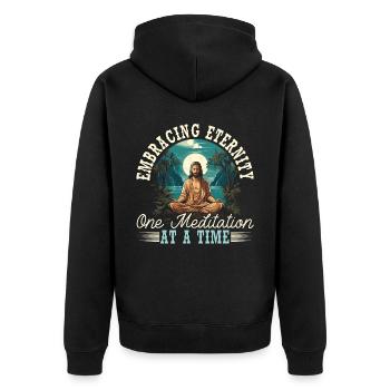 Méditation chrétienne Jésus Yoga Zen Christianisme - Veste à capuche bio Premium Unisexe - noir - Dos - Nico (187cm)