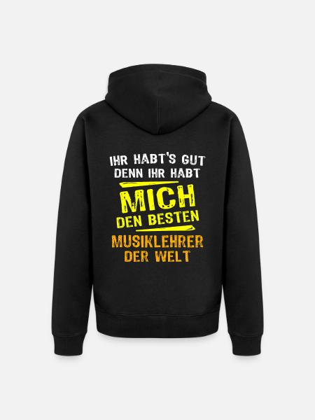 Musiklehrer Geschenk - Unisex Premium Bio Zip Hoodie - Schwarz
