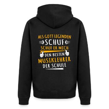 Musiklehrer - Unisex Premium Bio Zip Hoodie - Schwarz - Hinten - Nico (187cm)