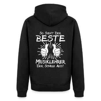 Bester Musiklehrer - Unisex Premium Bio Zip Hoodie - Schwarz - Hinten - Nico (187cm)