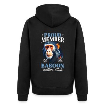 Babouin Singe Amoureux Faune Animalier Gardien de zoo - Veste à capuche bio Premium Unisexe - noir - Dos - Nico (187cm)