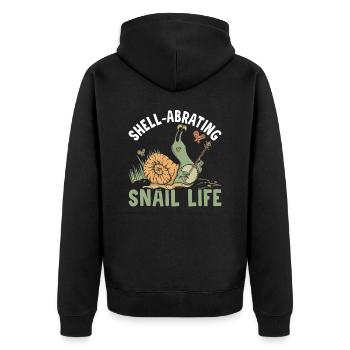 Snail lovers snail life sluggish running - Unisex Premium Organic Zip Hoodie - black - Back - Nico (187cm)