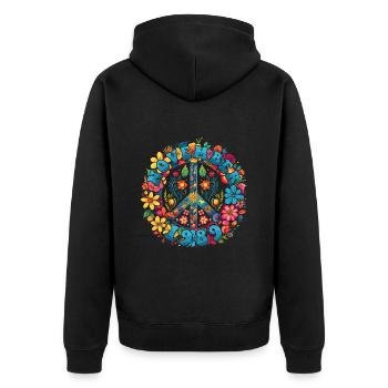 Flower Power Hippie Birthday - Novembre 1989 - Veste à capuche bio Premium Unisexe - noir - Dos - Nico (187cm)