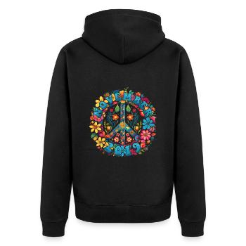 Flower Power Hippie Birthday - Novembre 2019 - Veste à capuche bio Premium Unisexe - noir - Dos - Nico (187cm)