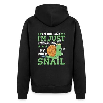 Snail lovers not lazy snail owners - Unisex Premium Organic Zip Hoodie - black - Back - Nico (187cm)