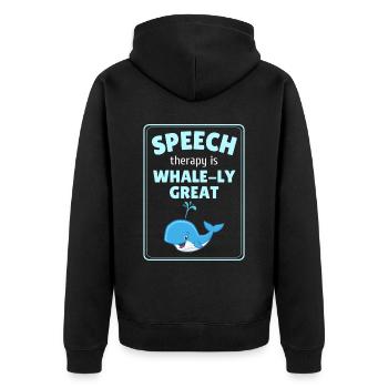 Speech Therapy Whale - Unisex Premium Organic Zip Hoodie - black - Back - Nico (187cm)