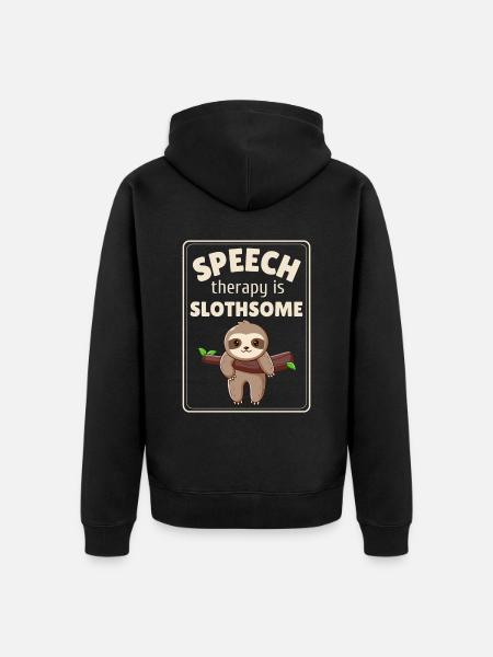 Logopädie, Faultierpathologe, SLP - Unisex Premium Bio Zip Hoodie - Schwarz