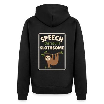 Speech Therapy Sloth Speech Language Pathology SLP - Unisex Premium Organic Zip Hoodie - black - Back - Nico (187cm)