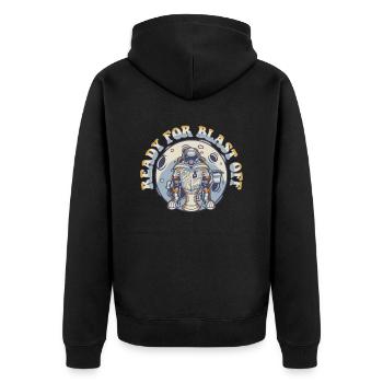 Ready For Blast Off Cosmonaut Spaceship - Unisex Premium Organic Zip Hoodie - black - Back - Nico (187cm)