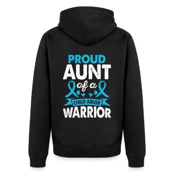 Aunt Of Child Abuse Warrior Month Of - Unisex Premium Organic Zip Hoodie - black - Back - Nico (187cm)