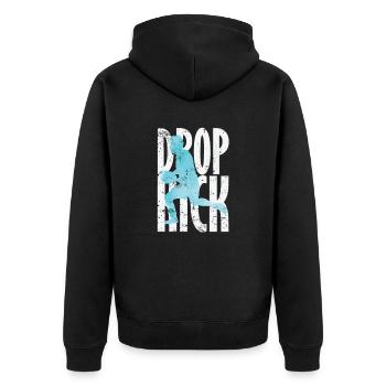 Drop Kick Rugby - Unisex Premium Bio Zip Hoodie - Schwarz - Hinten - Nico (187cm)