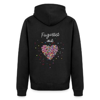 Fagottist mit Herz Fagott Musik Holzblasinstrument - Unisex Premium Bio Zip Hoodie - Schwarz - Hinten - Nico (187cm)