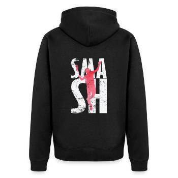 Smash Badminton - Unisex Premium Bio Zip Hoodie - Schwarz - Hinten - Nico (187cm)