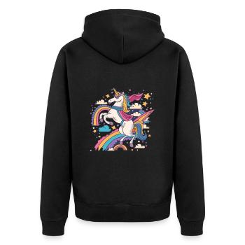 Einhorn Superheld Einhörner Einhorn Baby Unicorn - Unisex Premium Bio Zip Hoodie - Schwarz - Hinten - Nico (187cm)