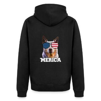 Australian Cattle Dog USA - Unisex Premium Bio Zip Hoodie - Schwarz - Hinten - Nico (187cm)