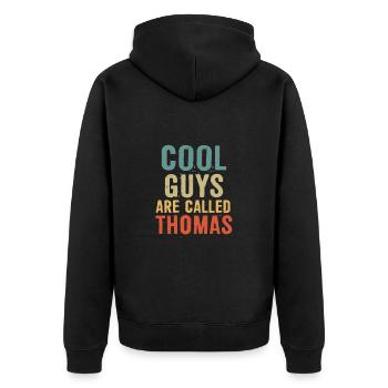 Cool guys are called Thomas - Unisex Premium Organic Zip Hoodie - black - Back - Nico (187cm)