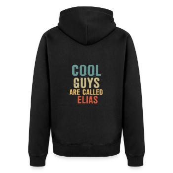 Cool guys are called Elias - Unisex Premium Organic Zip Hoodie - black - Back - Nico (187cm)
